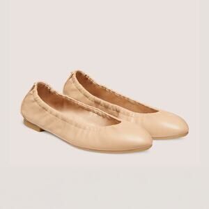 NEW Stuart Weitzman Gabby Tan Scrunch Ballet Flats Tan Size 8.5